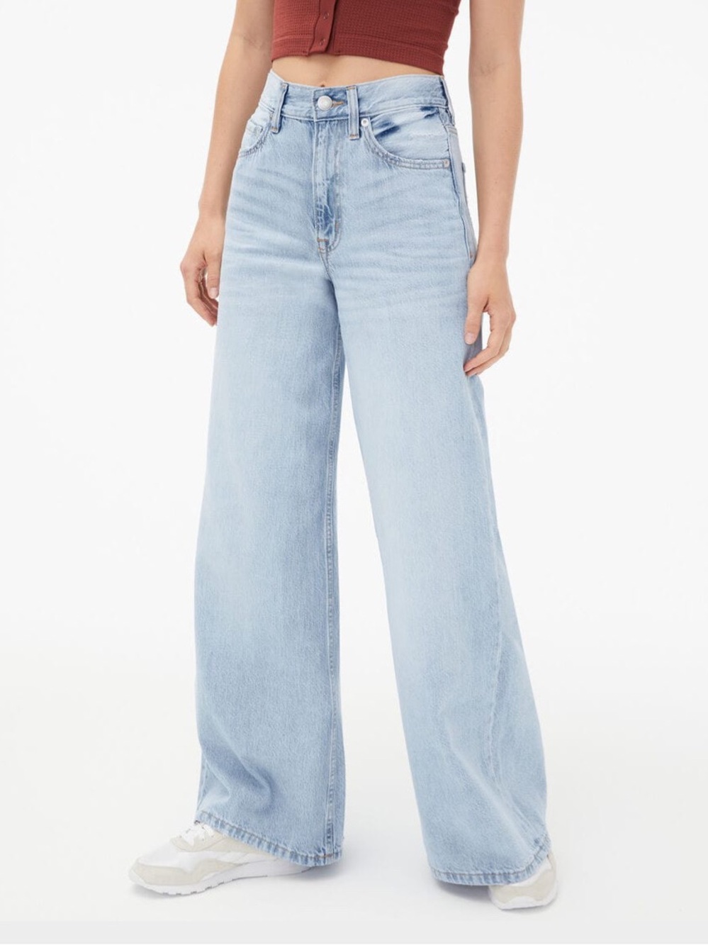 Aeropostale Super High-Rise Extra Wide Leg Jeans Blue Denim
